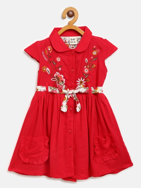 

Bella Moda Girls Red Solid Fit & Flare Dress