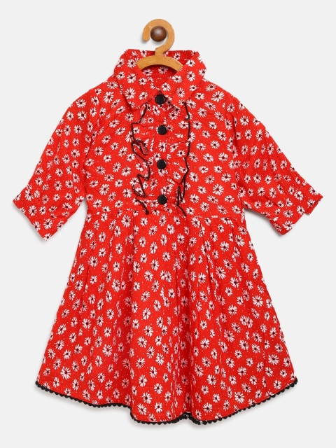 

Bella Moda Girls Red & White Printed Fit & Flare Dress