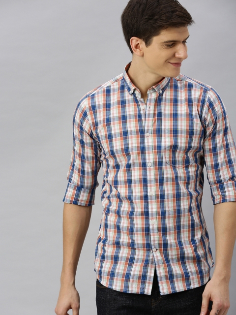 

Mast & Harbour Men Off-White & Blue Regular Fit Checked Casual Shirt