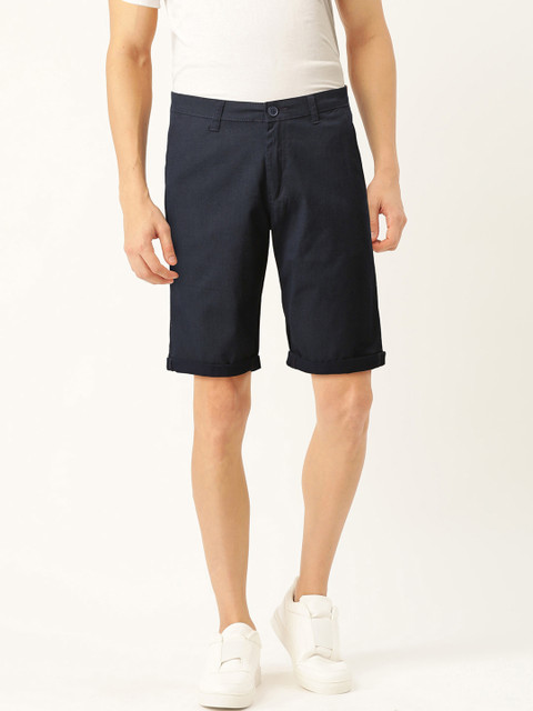 

John Players Men Navy Blue Printed Regular Fit Chino Shorts