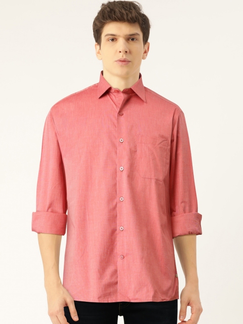 

John Players Men Red Trim Fit Solid Casual Shirt