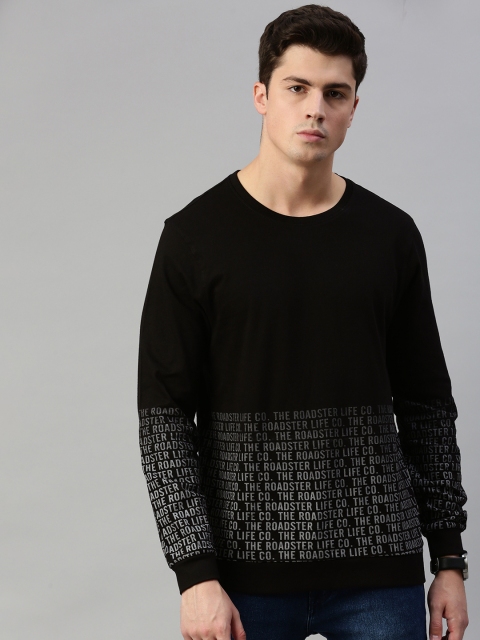 

Roadster Men Black Printed Round Neck T-shirt