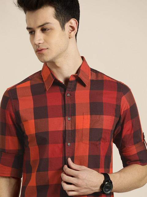 

Moda Rapido Men Red & Black Slim Fit Checked Casual Shirt