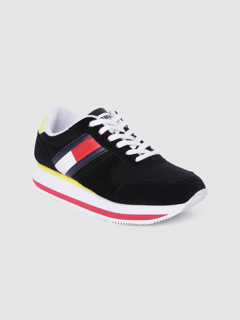 

Tommy Hilfiger Women Black & Yellow Colourblocked Flatforms