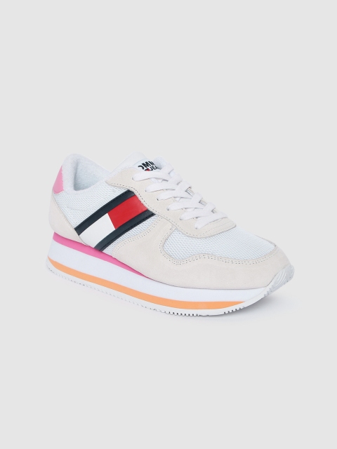 

Tommy Hilfiger Women White & Pink Striped Flatforms