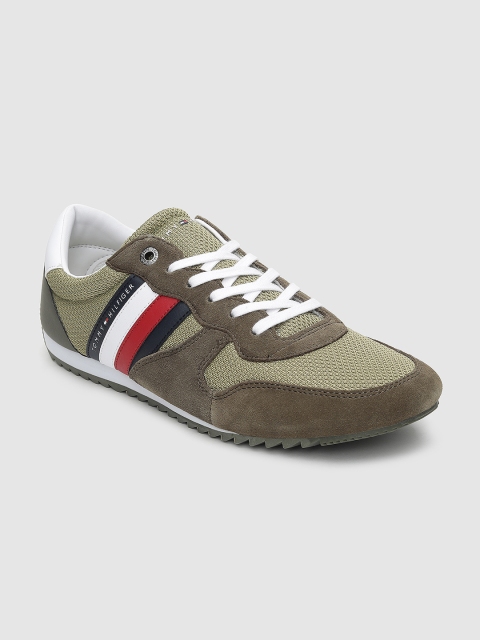 

Tommy Hilfiger Men Olive Green Woven Design Sneakers