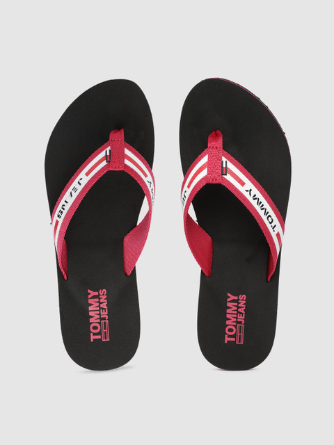 

Tommy Hilfiger Women Black & Pink Printed Thong Flip-Flops