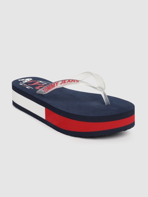 

Tommy Hilfiger Women Navy Blue Solid Platform Thong Flip-Flops