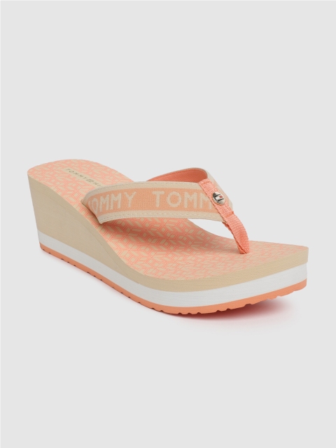

Tommy Hilfiger Women Orange Printed Wedge Thong Flip-Flops
