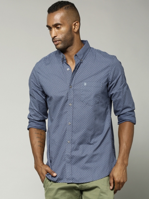 

French Connection Navy Printed Casual Shirt, Navy blue