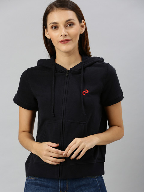 

Denizen From Levis Women Dark Navy Blue Solid Hooded Sweatshirt
