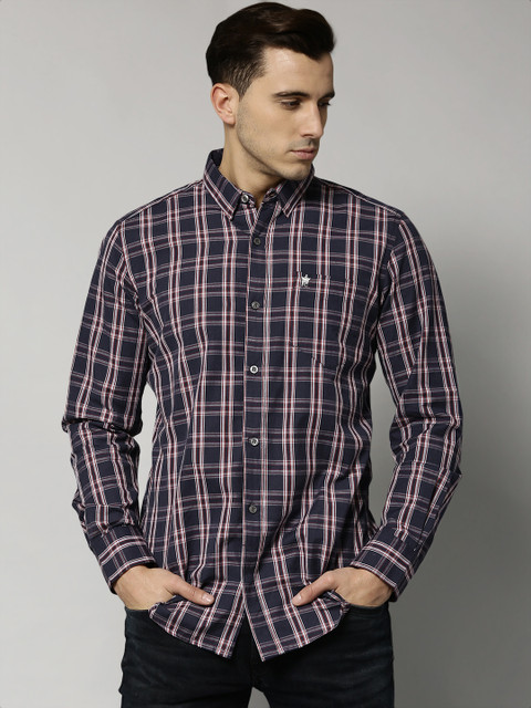 

French Connection Navy & Off-White Checked Casual Shirt, Navy blue