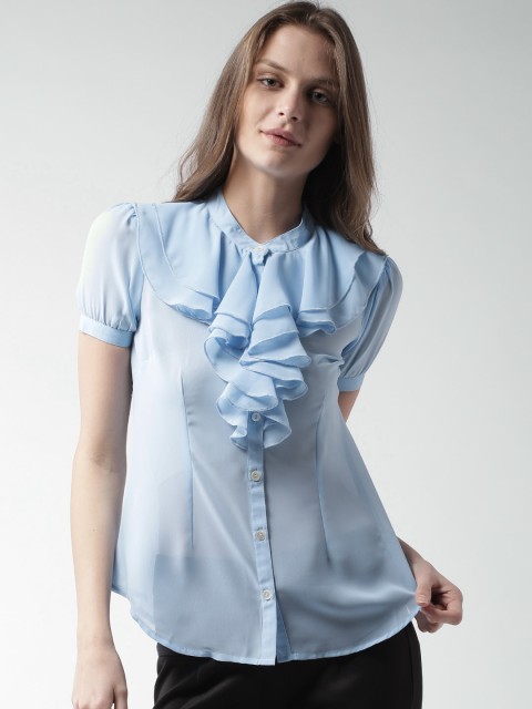 

Mast & Harbour Blue Ruffle Top