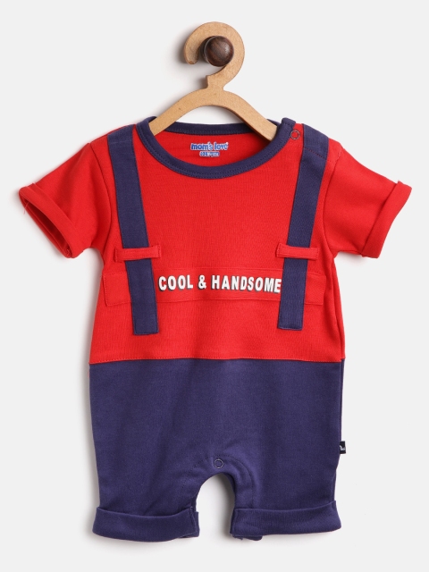 

Moms Love Boys Red & Navy Colourblocked Rompers