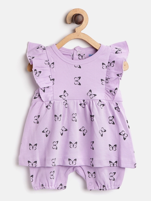 

Moms Love Girls Purple & Black Butterfly Print Layered Rompers