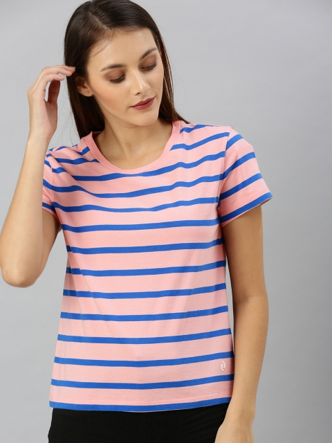 

Denizen From Levis Women Blue Striped Round Neck T-shirt