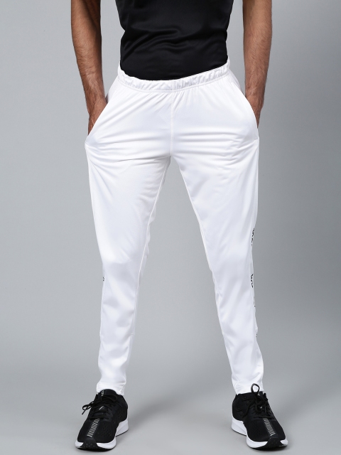 

Reebok Men White Solid Slim Fit Training Essentials Linear Logo Track Pants