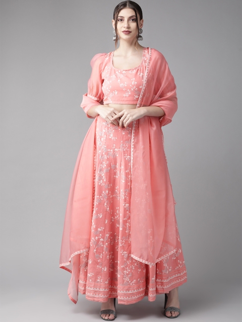 

AKS Pink & White Printed Ready to Wear Lehenga & Blouse with Dupatta