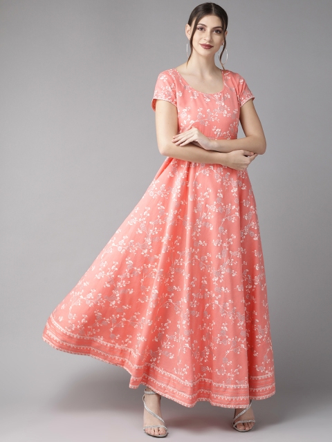 

AKS Women Pink & Off-White Khari Print Maxi Dress