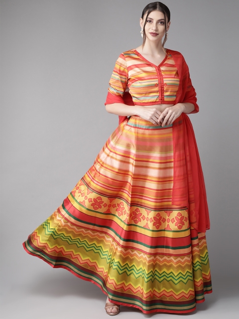 

AKS Multicoloured Khari Print Ready to Wear Lehenga & Blouse with Dupatta, Multi