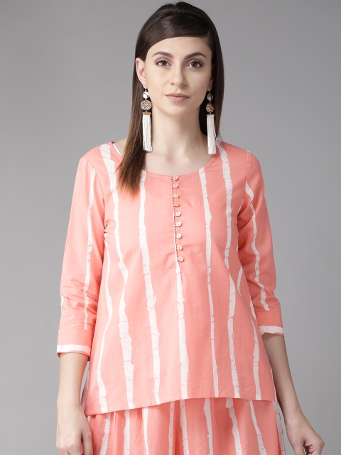 

AKS Women Pink & White Striped Top