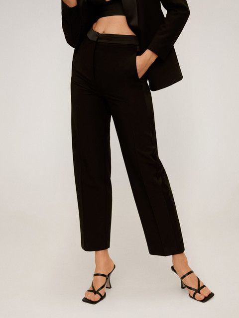 

MANGO Women Black Regular Fit Solid Formal Trousers