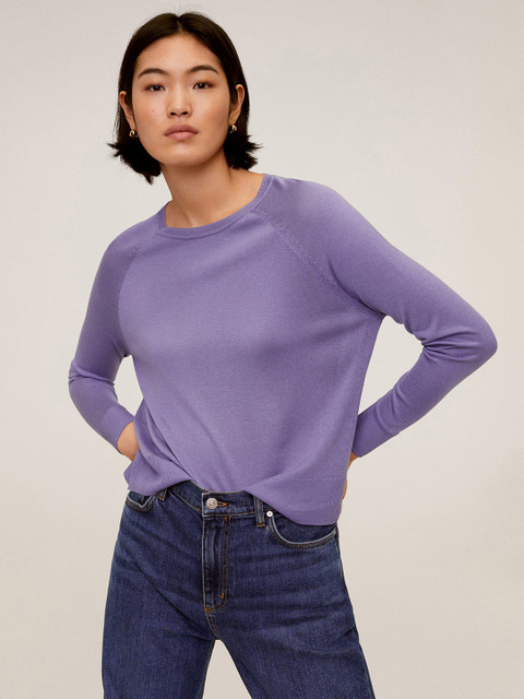 

MANGO Women Lavender Solid Pullover Sweater