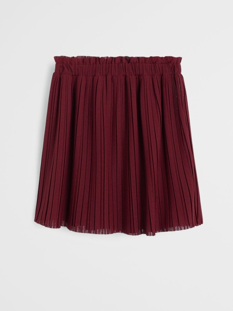 

Mango Kids Girls Maroon Solid Accordion Pleated Flared Skirt