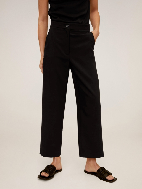 

MANGO Women Black Regular Fit Solid Formal Trousers