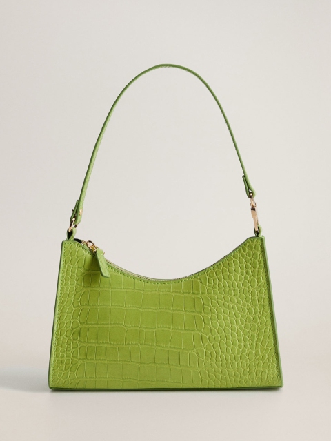 

MANGO Green Textured Shoulder Bag