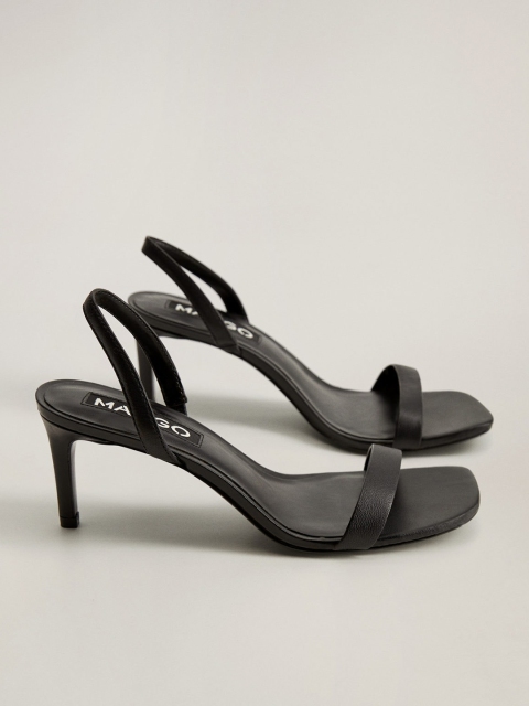 

MANGO Women Black Solid Leather Heels