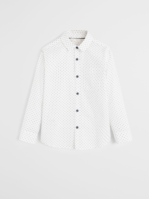 

Mango Kids Boys White & Black Regular Fit Printed Casual Shirt
