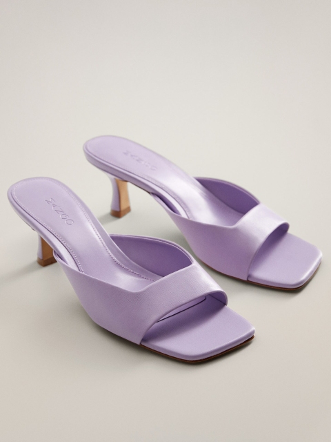 

MANGO Women Lavender Solid Leather Heels