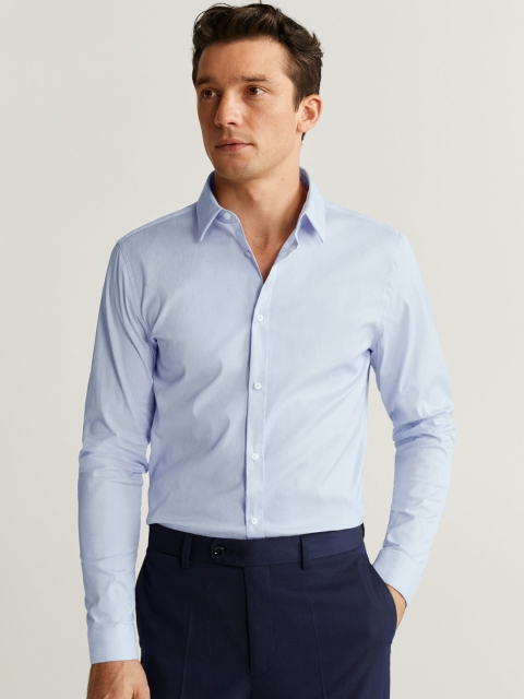 

MANGO MAN Men Blue Super Slim Fit Solid Formal Shirt