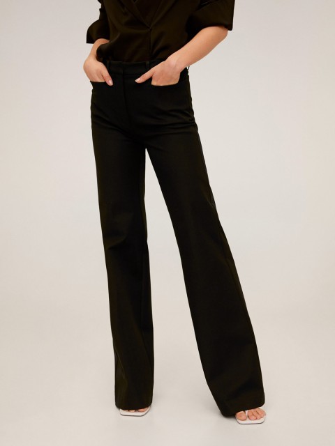 

MANGO Women Black Regular Fit Solid Formal Trousers