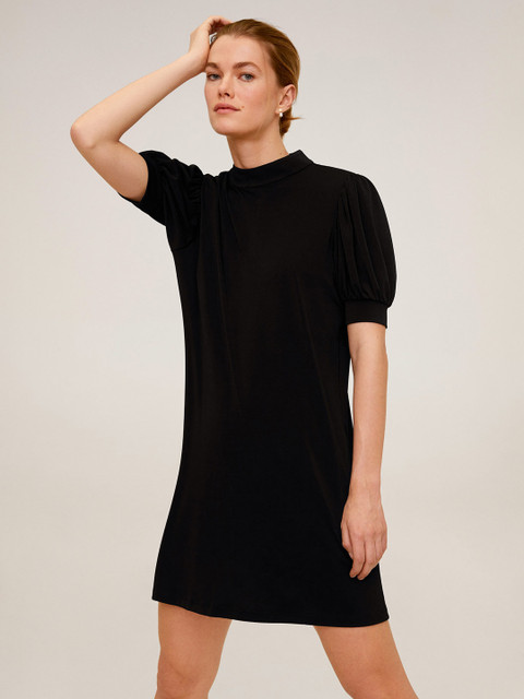 

MANGO Women Black Solid Shift Dress