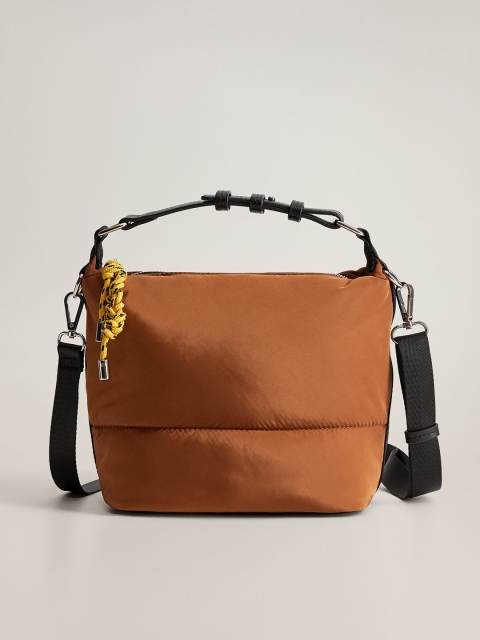 

MANGO Brown Solid Detachable Sling Bag