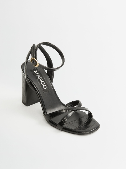 

MANGO Women Black Textured Sandals