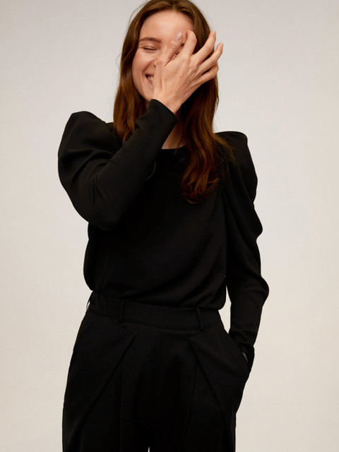 

MANGO Women Black Solid Styled Back Top