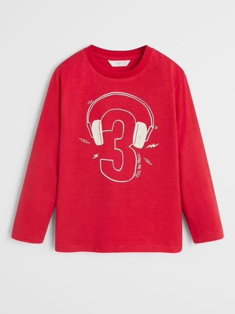 

Mango Kids Boys Red Printed Round Neck T-shirt