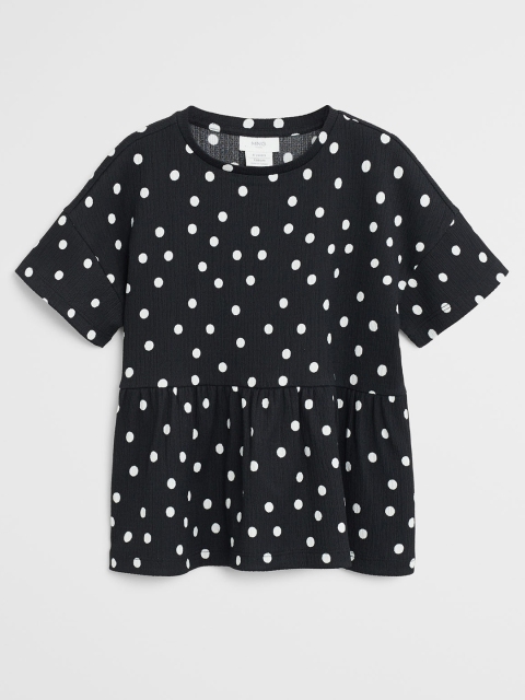 

Mango Kids Girls Black & White Polka Dot Print A-Line Top