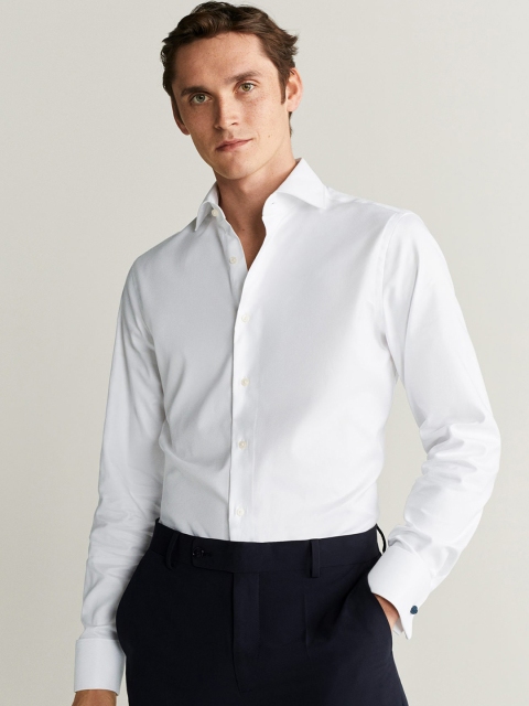 

MANGO MAN Men White Slim Fit Solid Formal Shirt