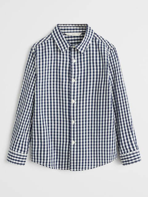 

Mango Kids Boys Navy Blue & White Regular Fit Checked Casual Shirt