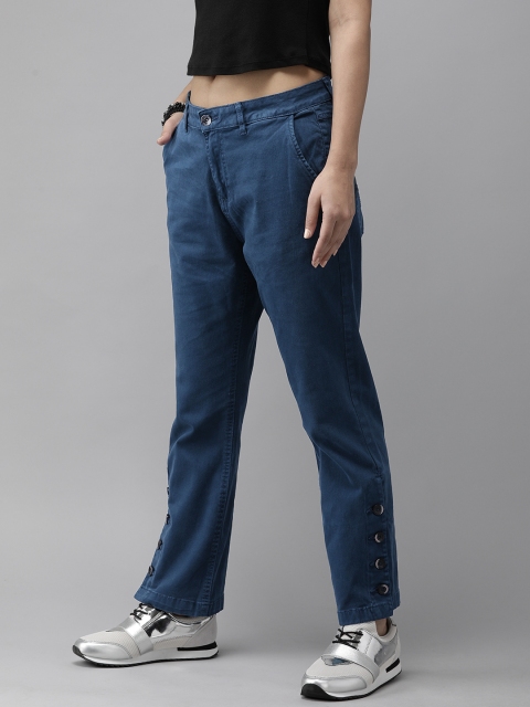 

Roadster Women Navy Blue Regular Fit Solid Trousers