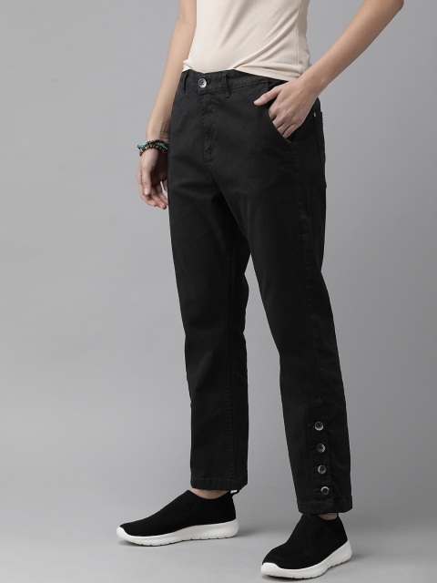 

Roadster Women Black Regular Fit Solid Trousers