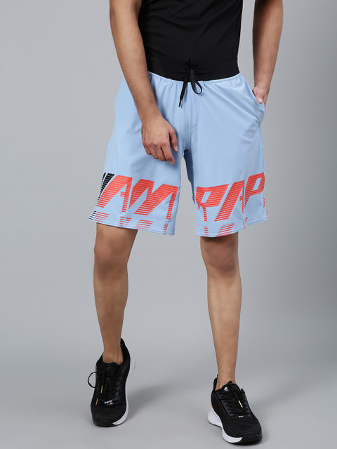 

Reebok Men Blue & Coral Orange Epic Base Slim Fit AMRAP Print CrossFit Shorts