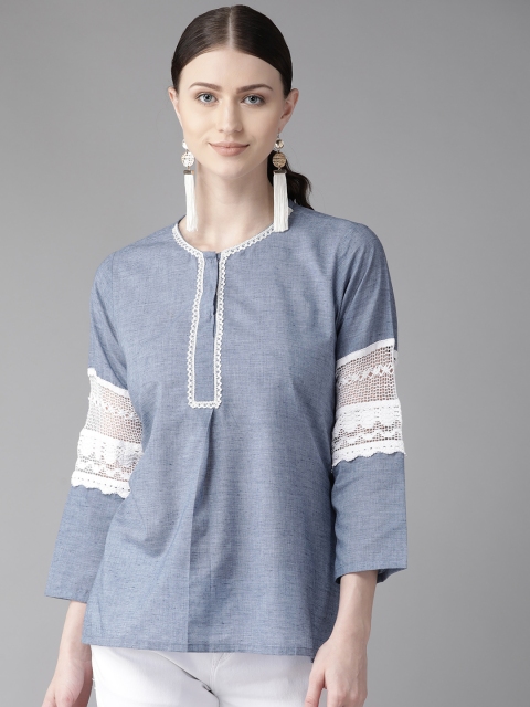 

Bhama Couture Women Blue Solid Chambray Top