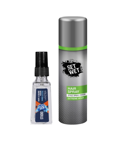 

Set Wet Men Set Of Beard Serum & Hair Spray, Grey