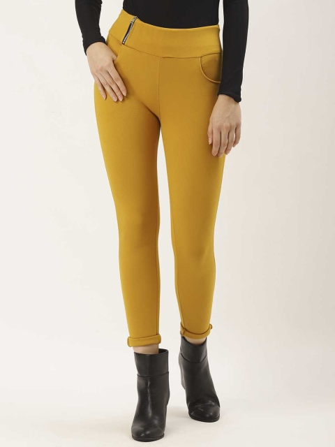 

urSense Women Mustard Yellow Skinny Fit Solid Treggings