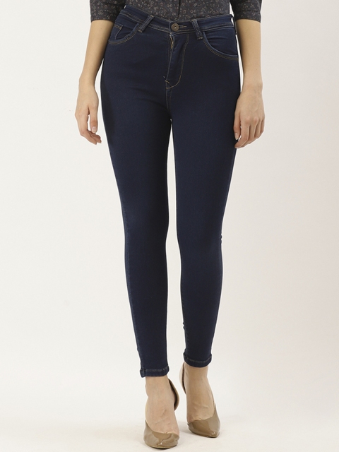 

urSense Women Navy Blue Slim Fit High-Rise Clean Look Stretchable Jeans